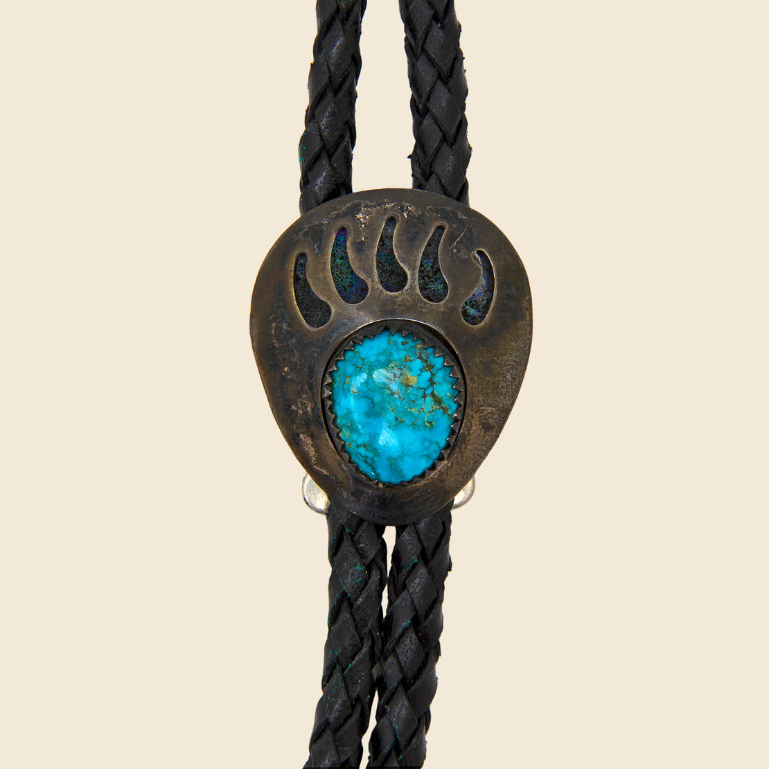 Turquoise Bear Claw Bolo Tie - Silver
