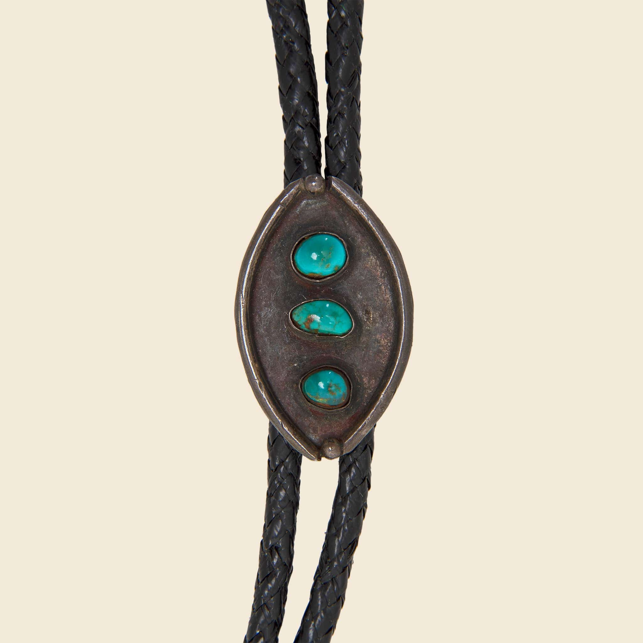 Three Stone Turquoise Bolo Tie - Silver - Vintage - STAG Provisions - One & Done - Accessories & Jewelry