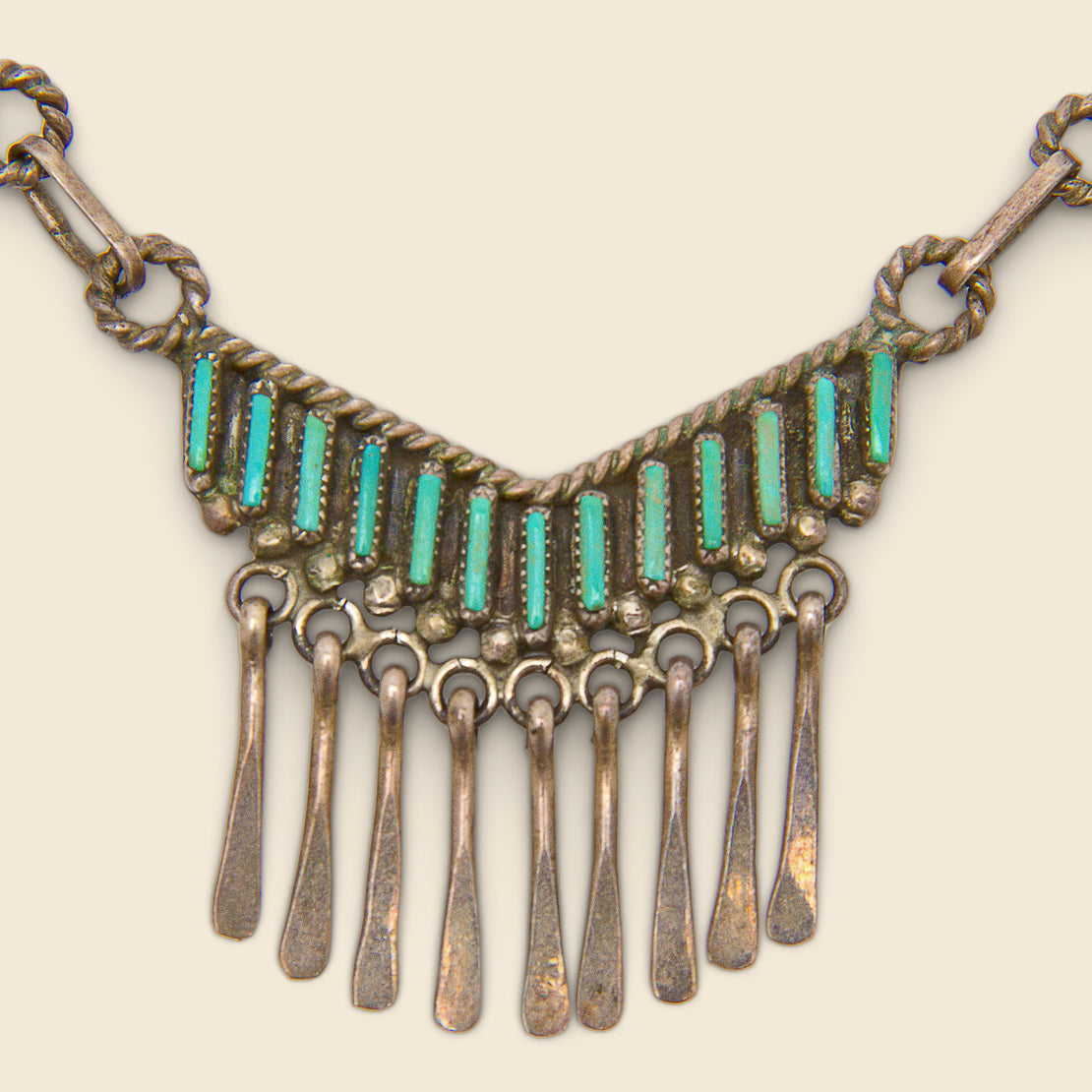 Pieced Necklace - Silver & Turquoise
