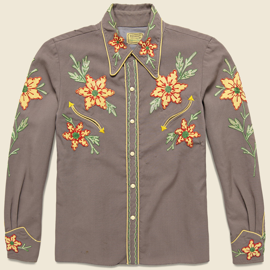 Vintage HBarC Shirt - Brown with Flowers
