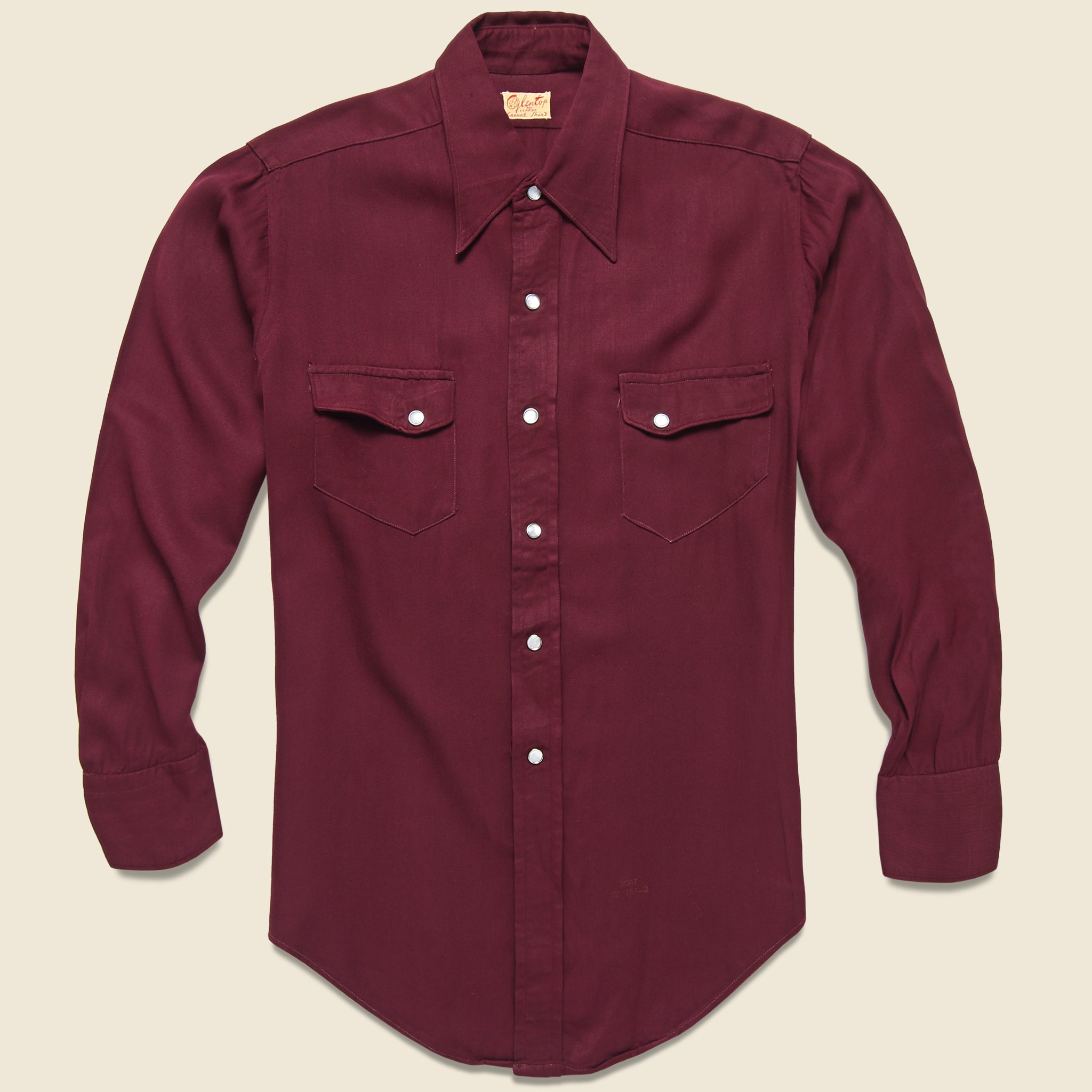 Cotton Sateen Western Shirt - Burgundy - Vintage - STAG Provisions - One & Done - Apparel