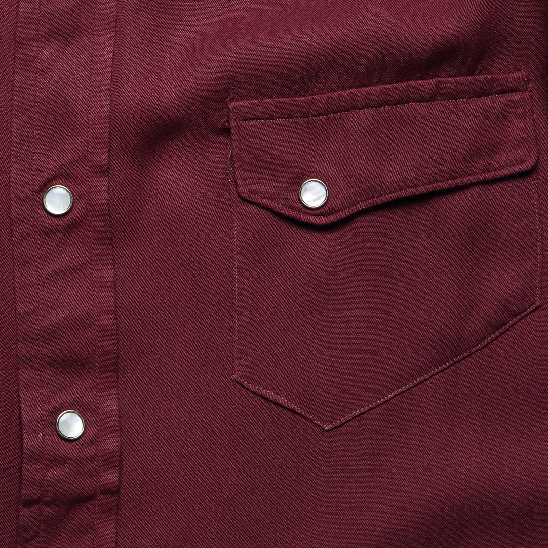 Cotton Sateen Western Shirt - Burgundy - Vintage - STAG Provisions - One & Done - Apparel