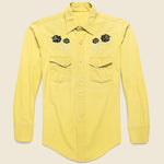 Western Shirt with Embroidered Black Roses - Yellow - Vintage - STAG Provisions - One & Done - Apparel