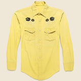 Western Shirt with Embroidered Black Roses - Yellow - Vintage - STAG Provisions - One & Done - Apparel
