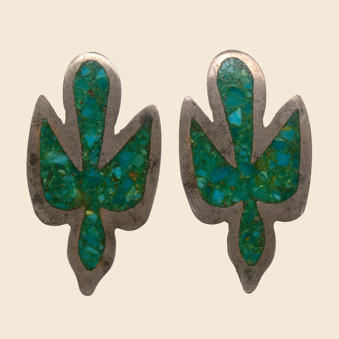 Vintage Bird Earrings - Silver & Composite Turquoise