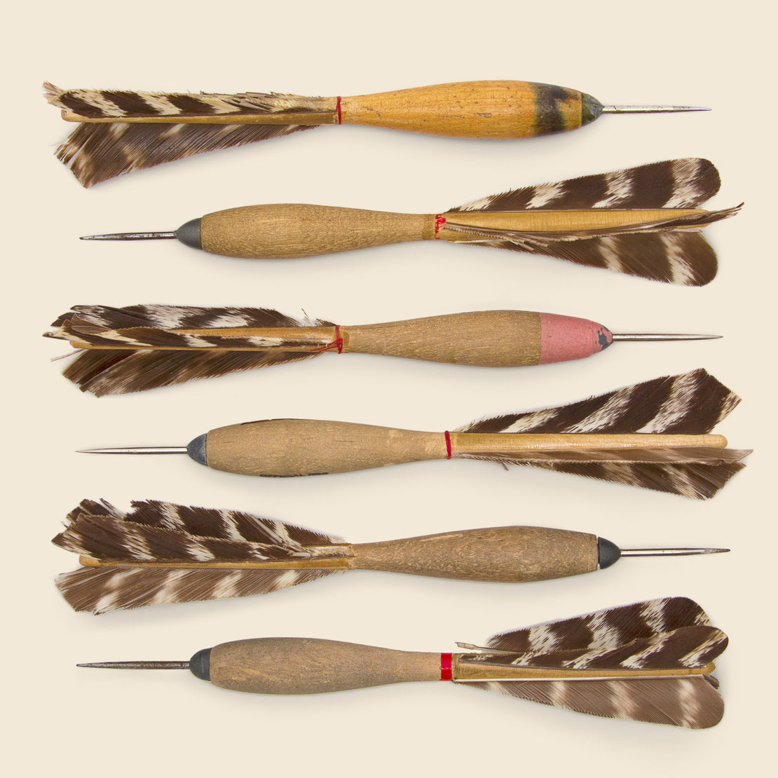 Vintage Turkey Feather Darts Set - Brown