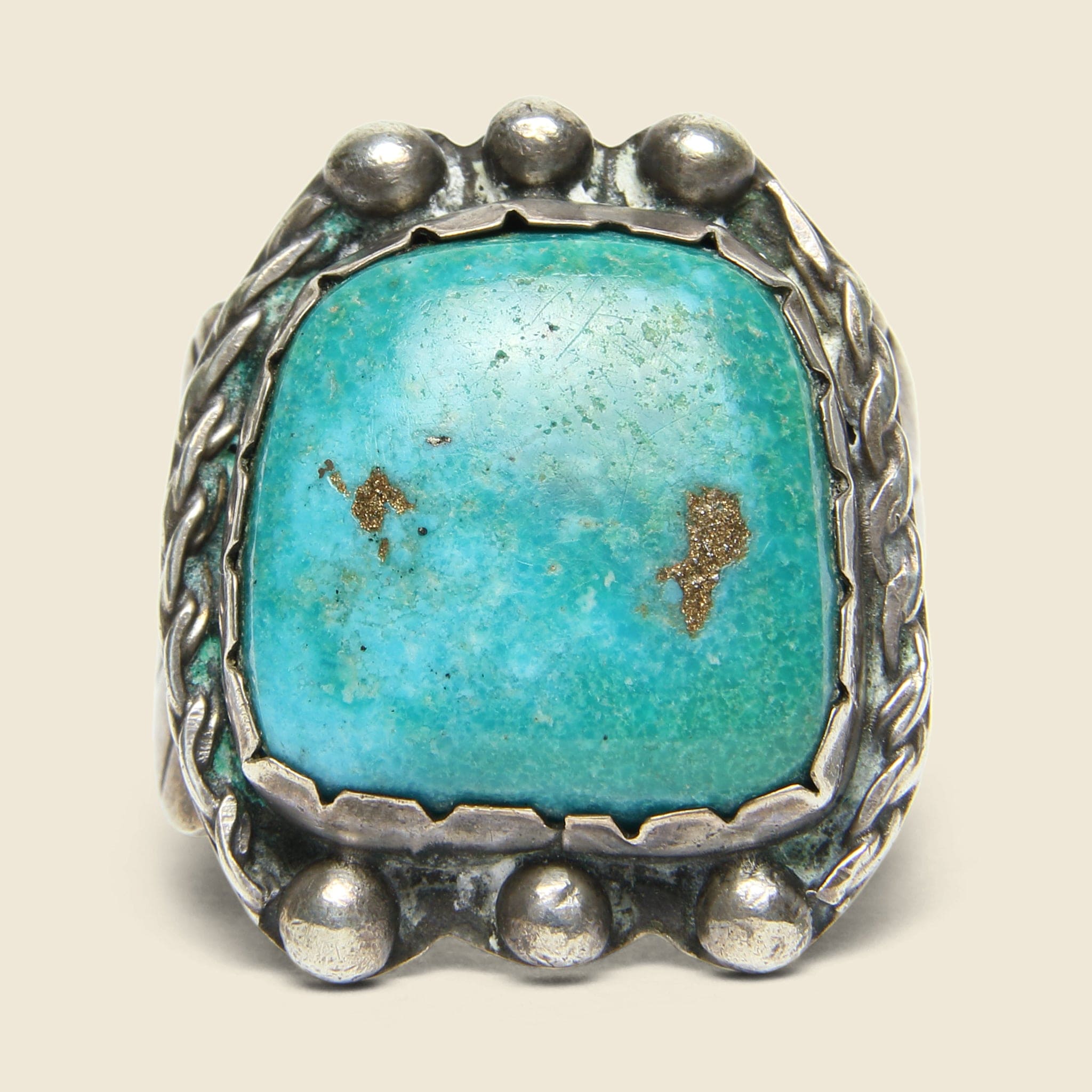 
                          Square Turquoise &amp; Rope Motif Ring - Sterling - Vintage - STAG Provisions - One &amp; Done - Accessories &amp; Jewelry
                        