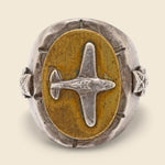 Airplane Biker Ring - Silver & Brass - Vintage - STAG Provisions - One & Done - Accessories & Jewelry