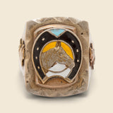 Horseshoe Biker Ring - Silver & Brass - Vintage - STAG Provisions - One & Done - Accessories & Jewelry