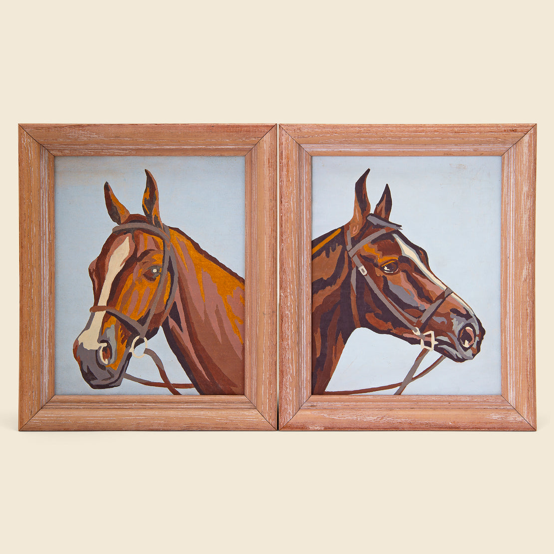 Vintage Pair of Framed Horse Paintings