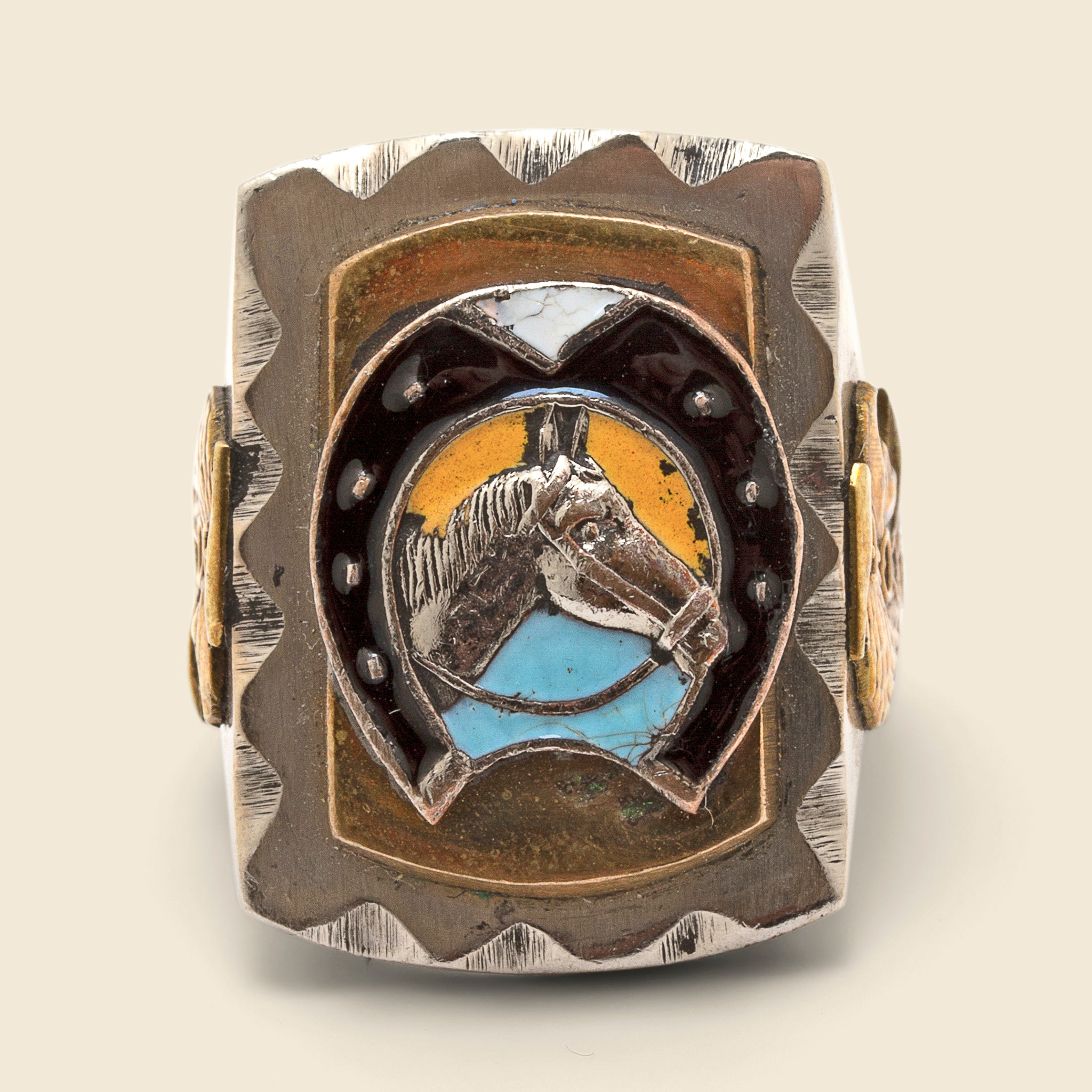 
                          Blue Enamel Horse Biker Ring - Vintage - STAG Provisions - One &amp; Done - Accessories &amp; Jewelry
                        