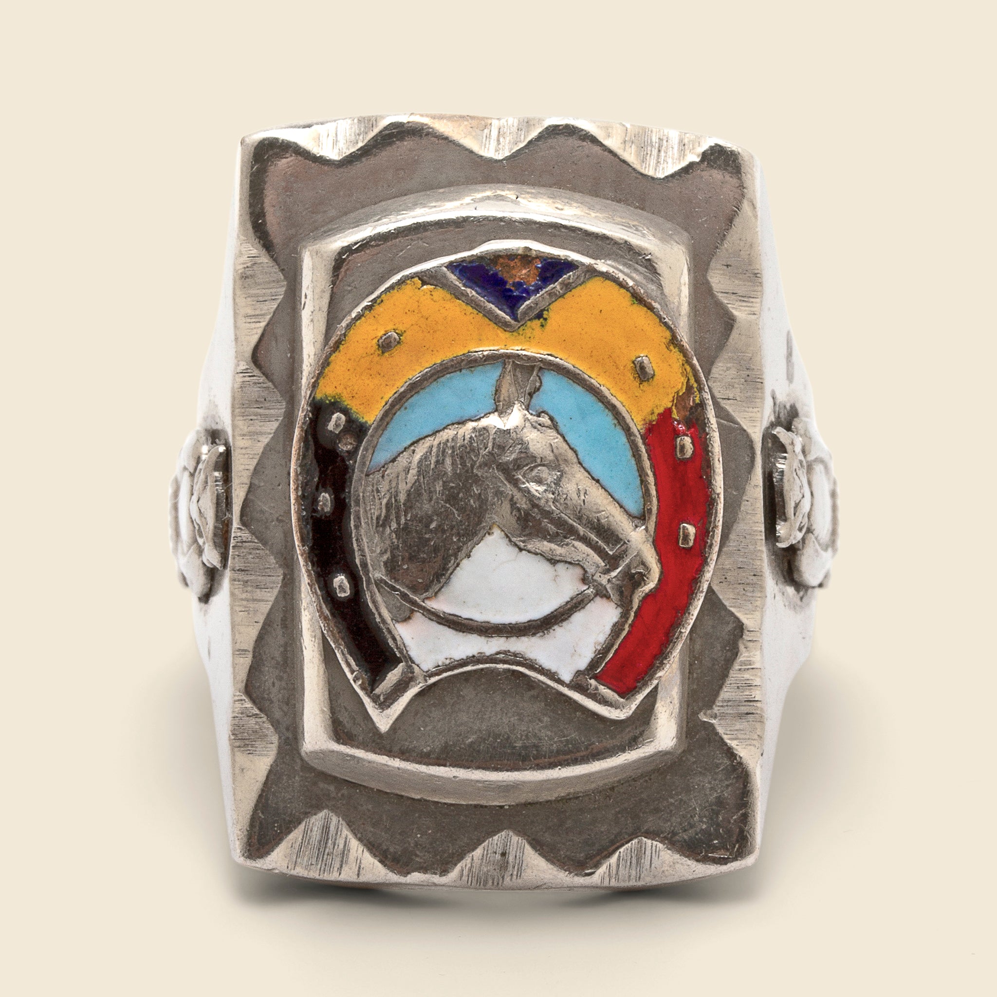 Multi-Color Enamel Horse Biker Ring - Vintage - STAG Provisions - One & Done - Accessories & Jewelry