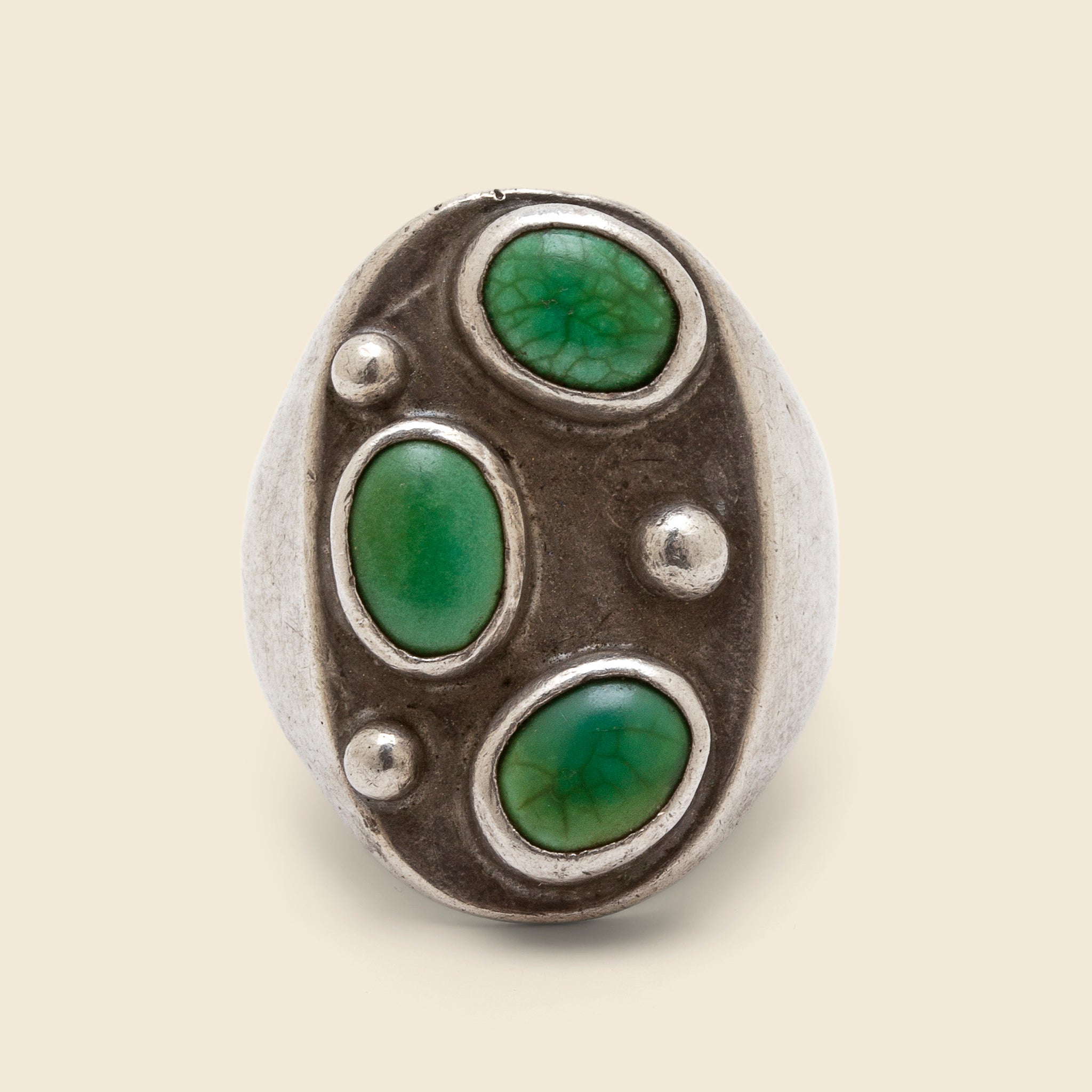 3 Stone Turquoise & Silver Ring - Vintage - STAG Provisions - One & Done - Accessories & Jewelry