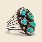 5 Stone Turquoise & Silver Ring - Vintage - STAG Provisions - One & Done - Accessories & Jewelry