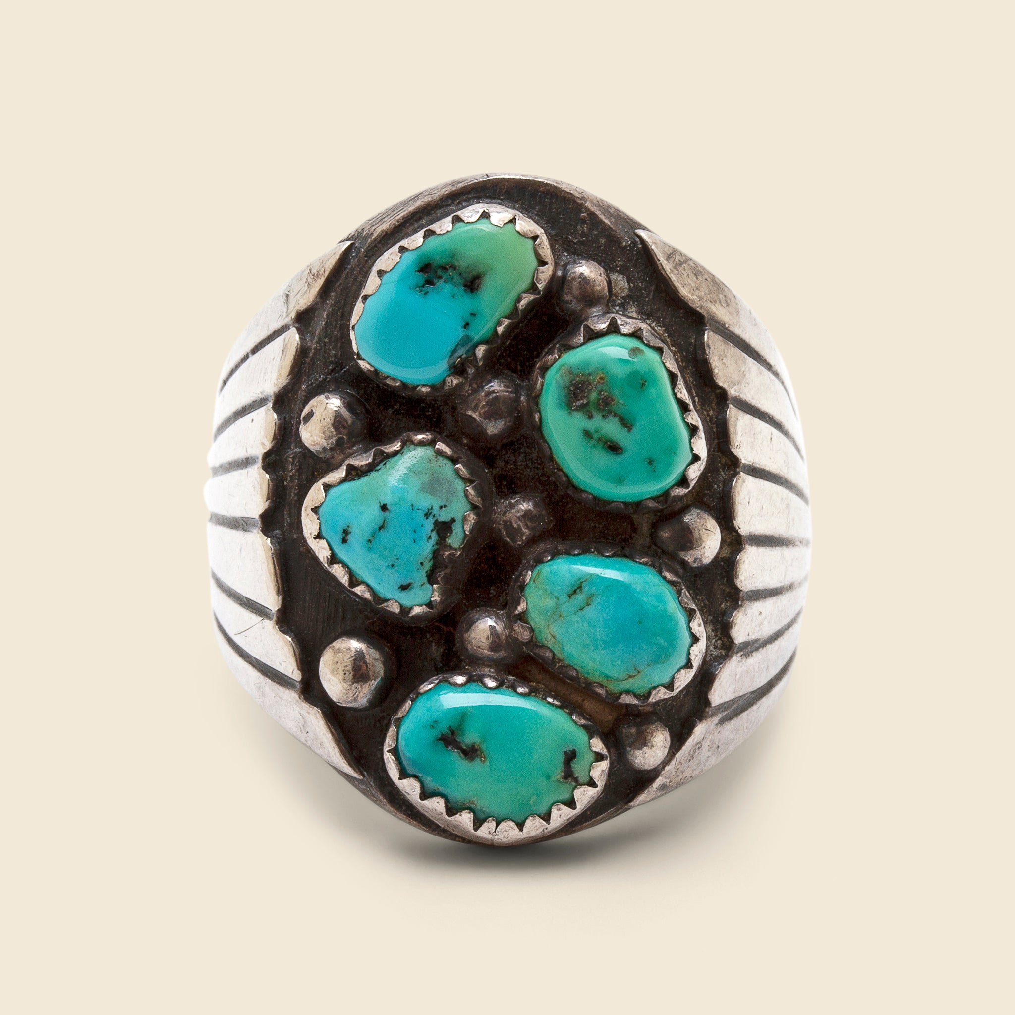 
                          5 Stone Turquoise &amp; Silver Ring - Vintage - STAG Provisions - One &amp; Done - Accessories &amp; Jewelry
                        