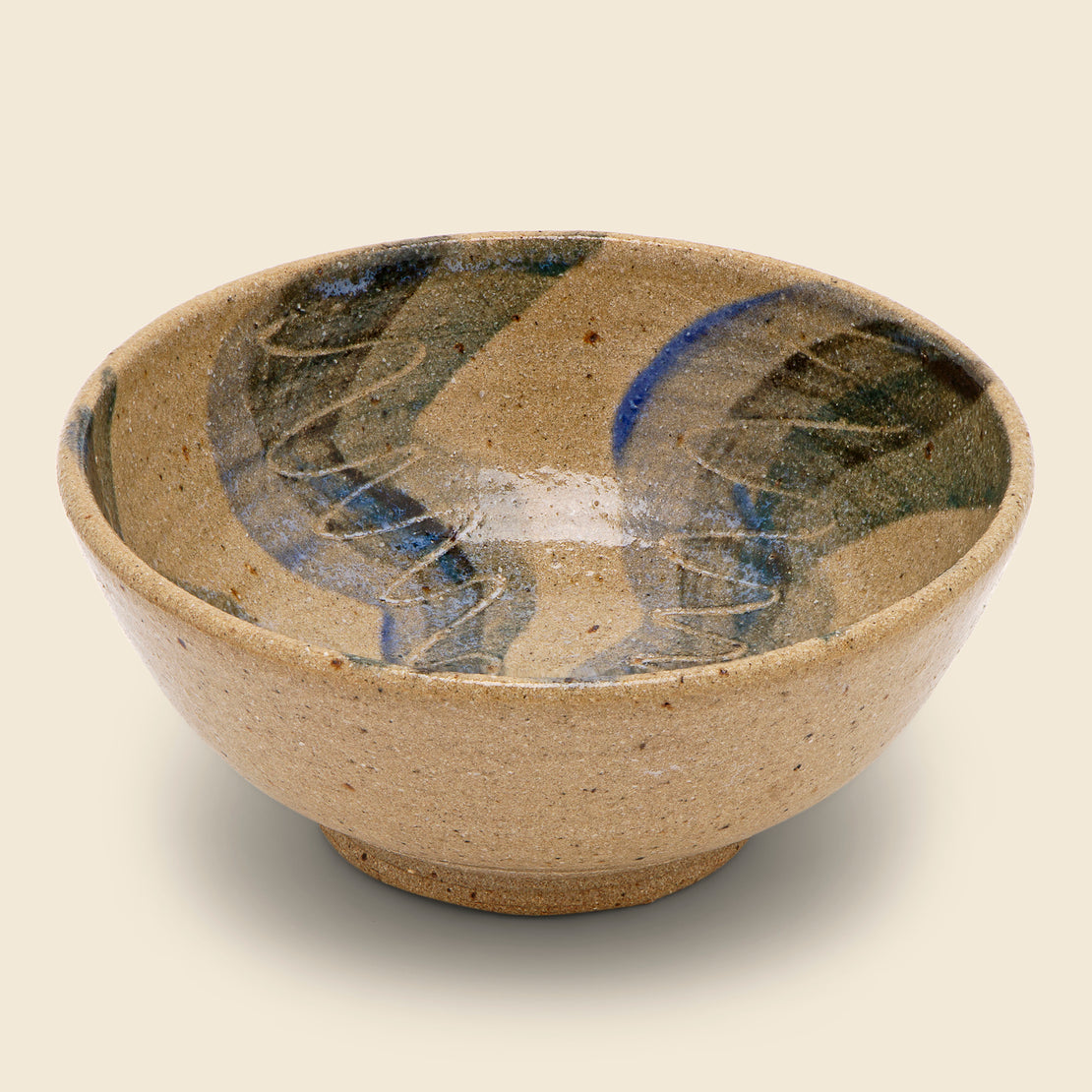 Vintage Blue Swirl Studio Pottery Bowl