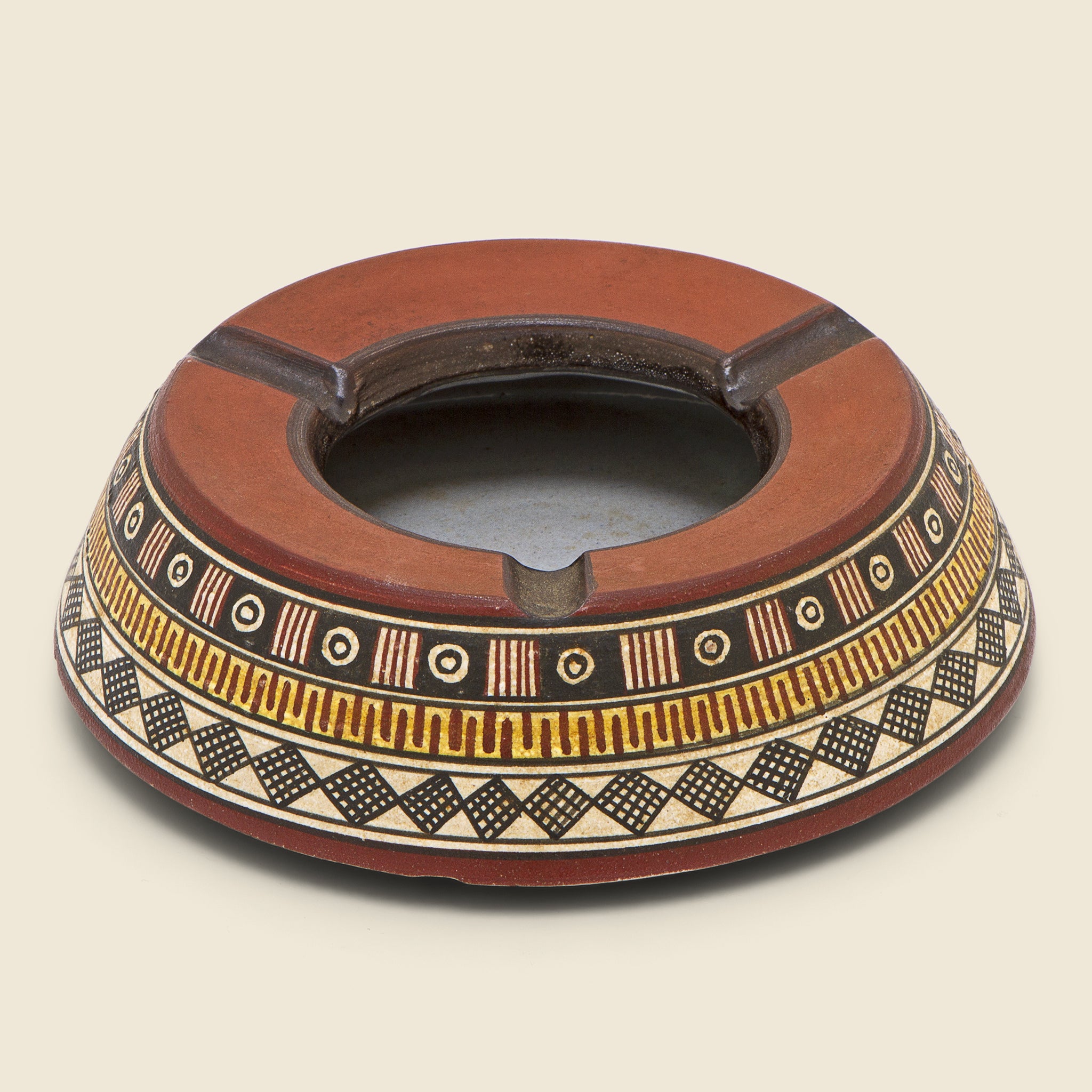 Clay Ashtray with Incan Design - Vintage - STAG Provisions - One & Done - Barware & Smoking