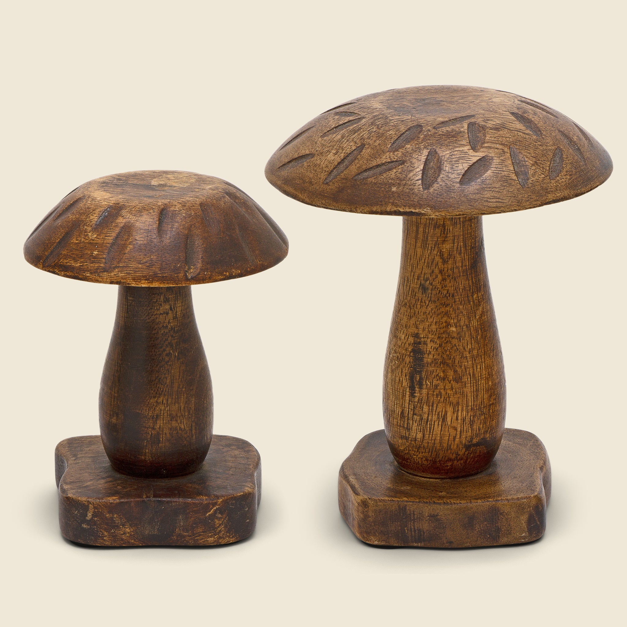 1970s Pair of Wooden Mushrooms - Vintage - STAG Provisions - One & Done - Art