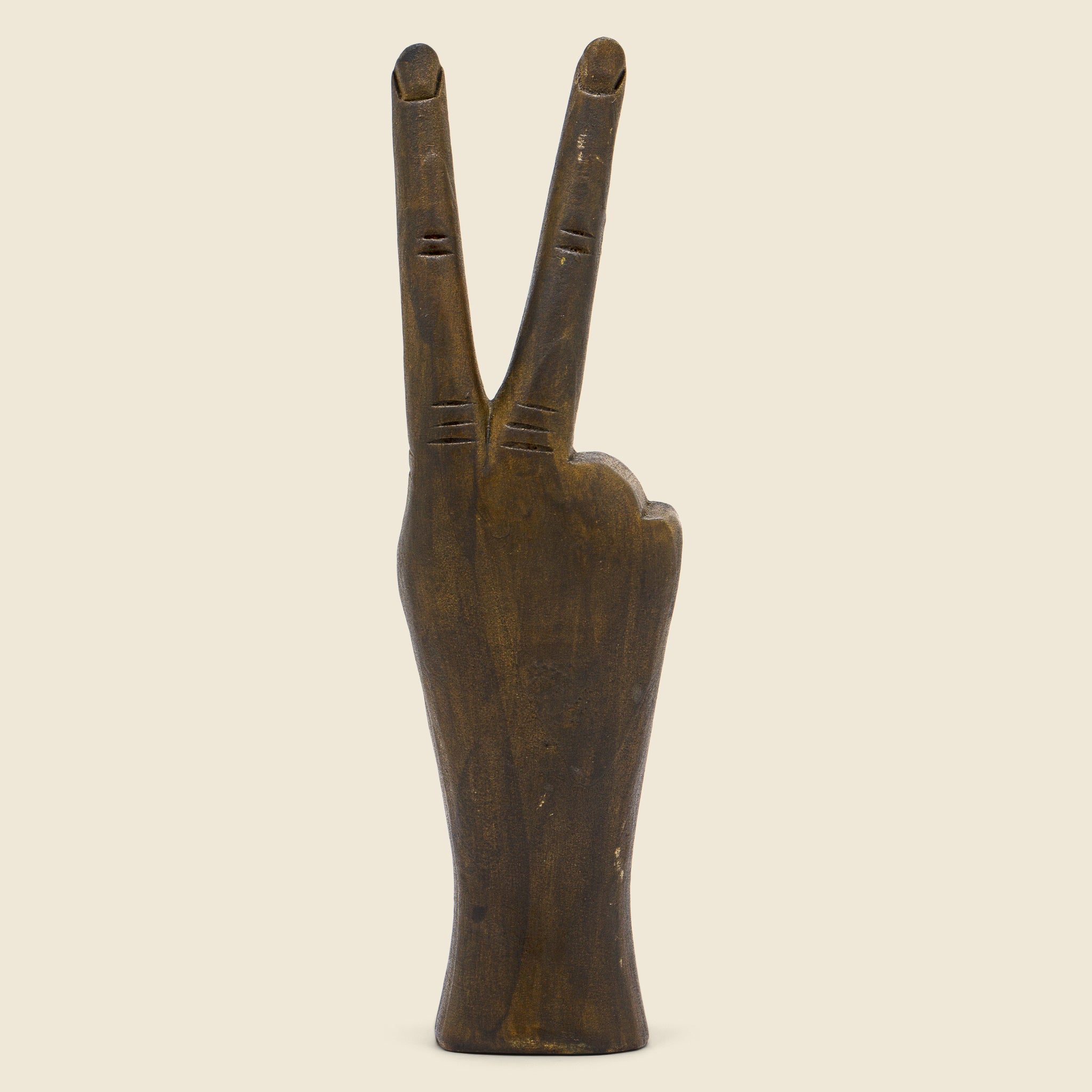 Hand-Carved Wood Peace Hand - Vintage - STAG Provisions - One & Done - Art
