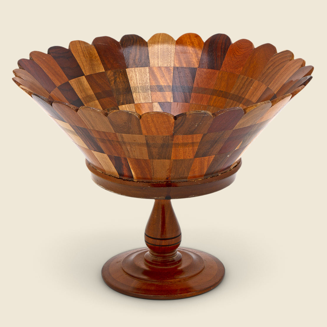 Vintage Pieced Wood Compote