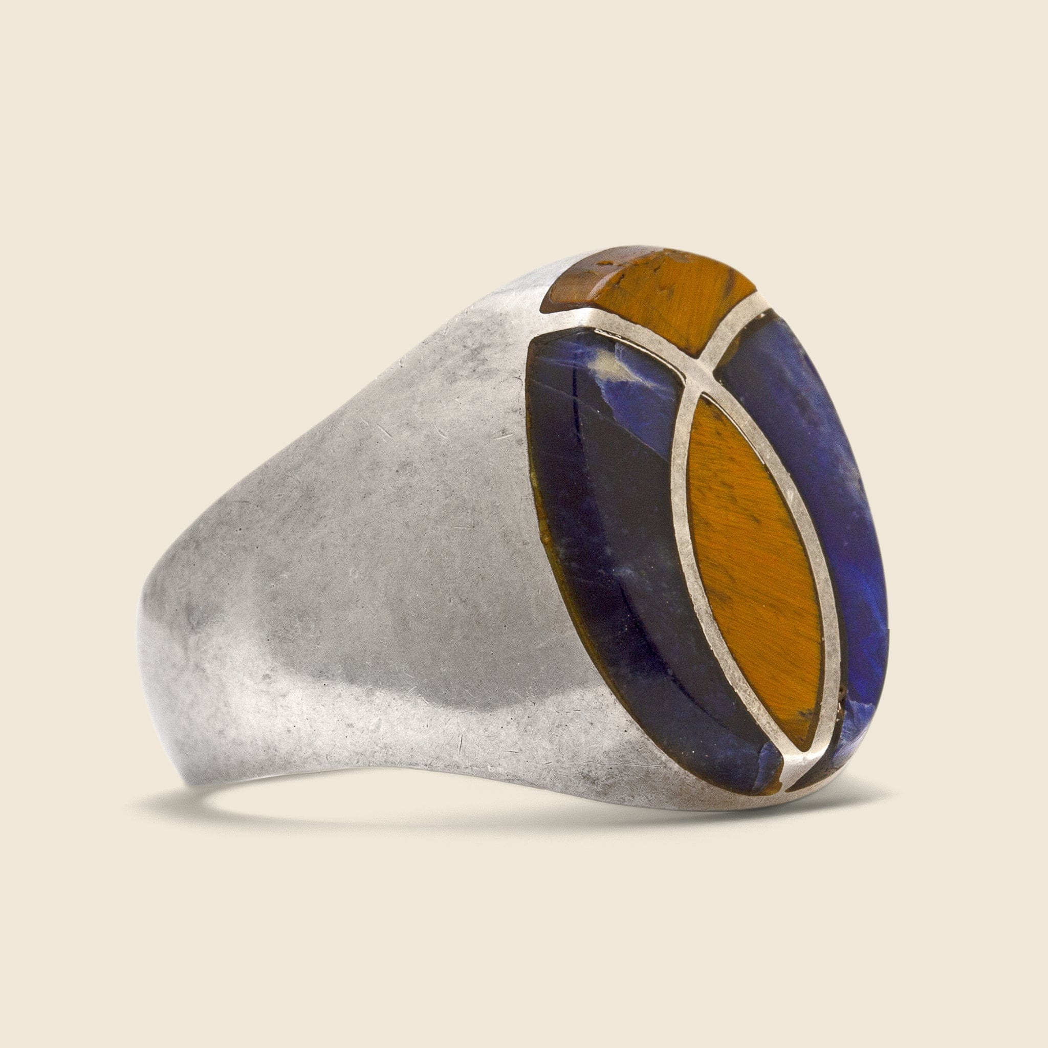 Silver, Lapis, & Tiger's Eye Ring - Vintage - STAG Provisions - One & Done - Accessories & Jewelry