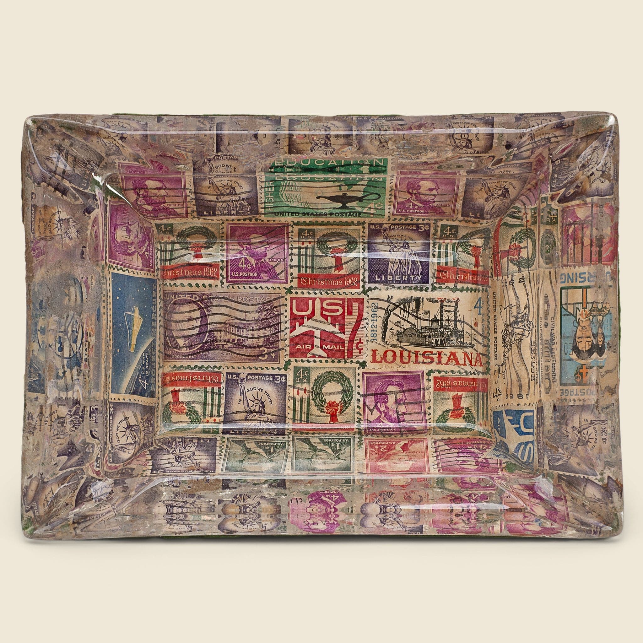 Vintage Stamp Decoupage Ashtray - Vintage - STAG Provisions - One & Done - Miscellaneous