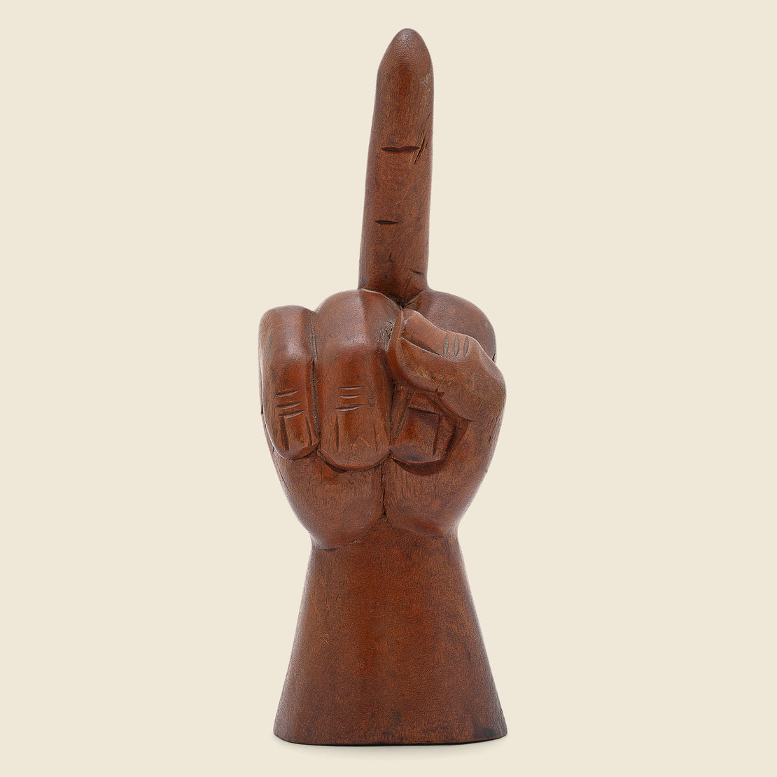 Vintage Hand-Carved Middle Finger Sculpture