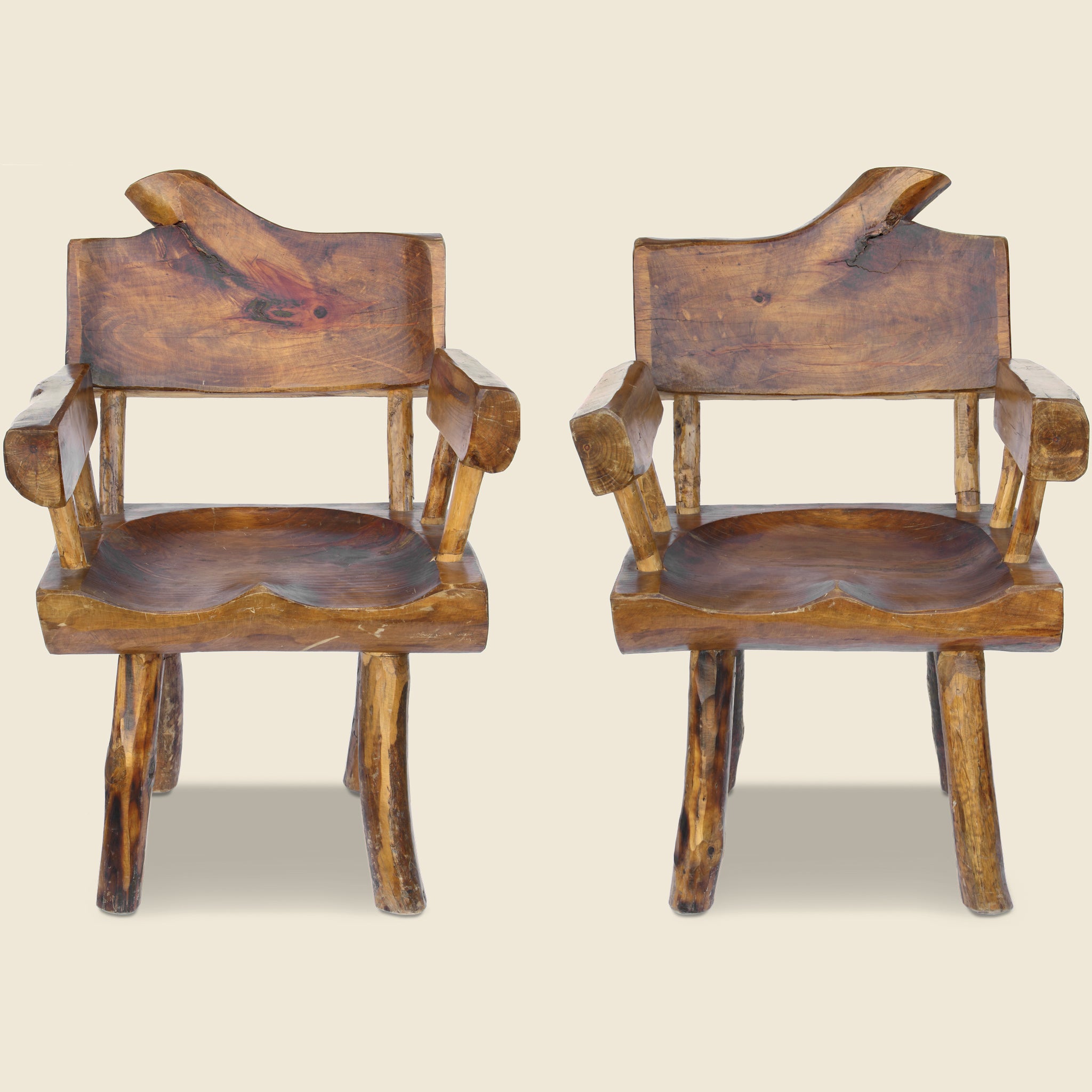 Pair of Vintage Rustic Wood Chairs - Vintage - STAG Provisions - One & Done - Furniture