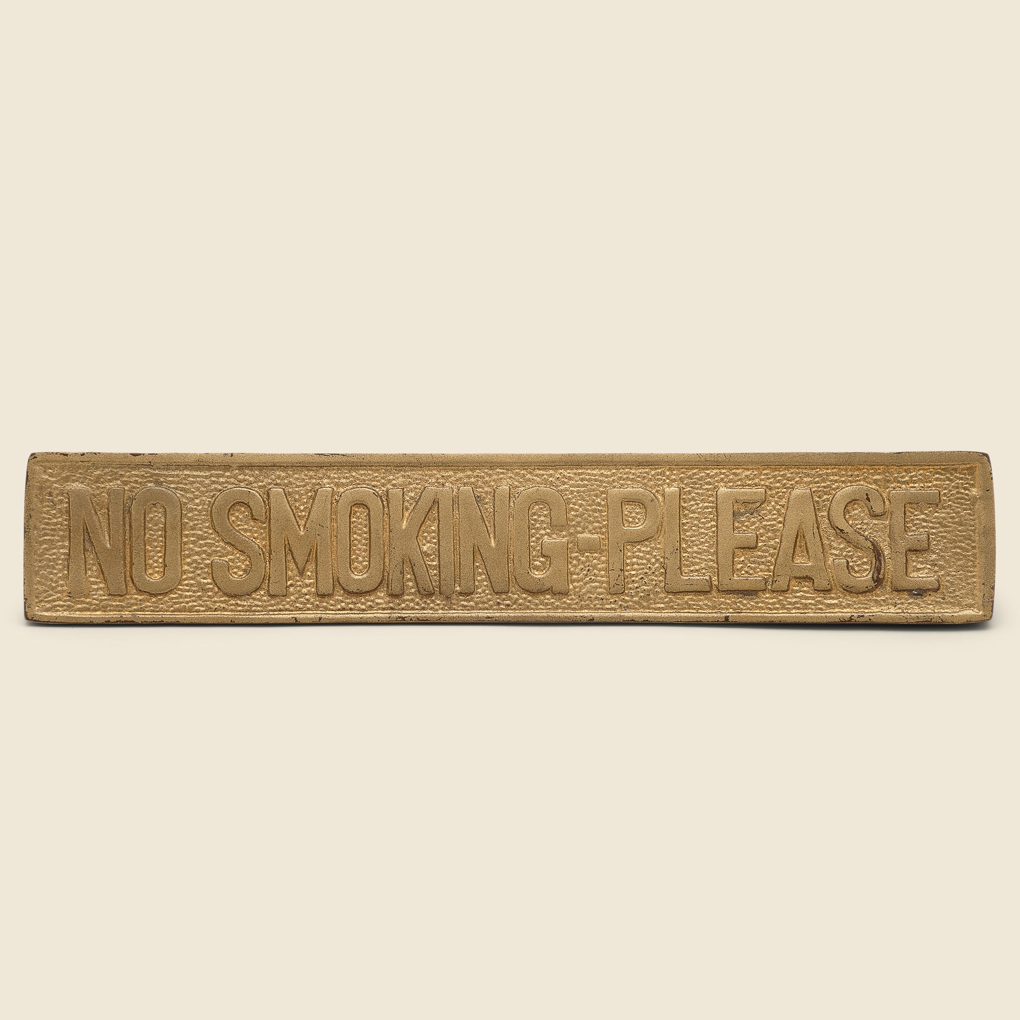 No Smoking Please Brass Desk Sign - Vintage - STAG Provisions - One & Done - Miscellaneous