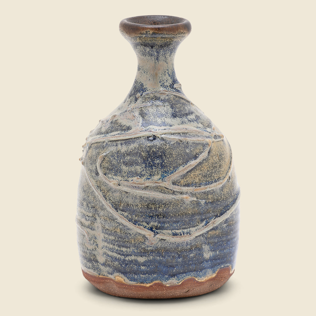Vintage Blue Textured Ceramic Vase
