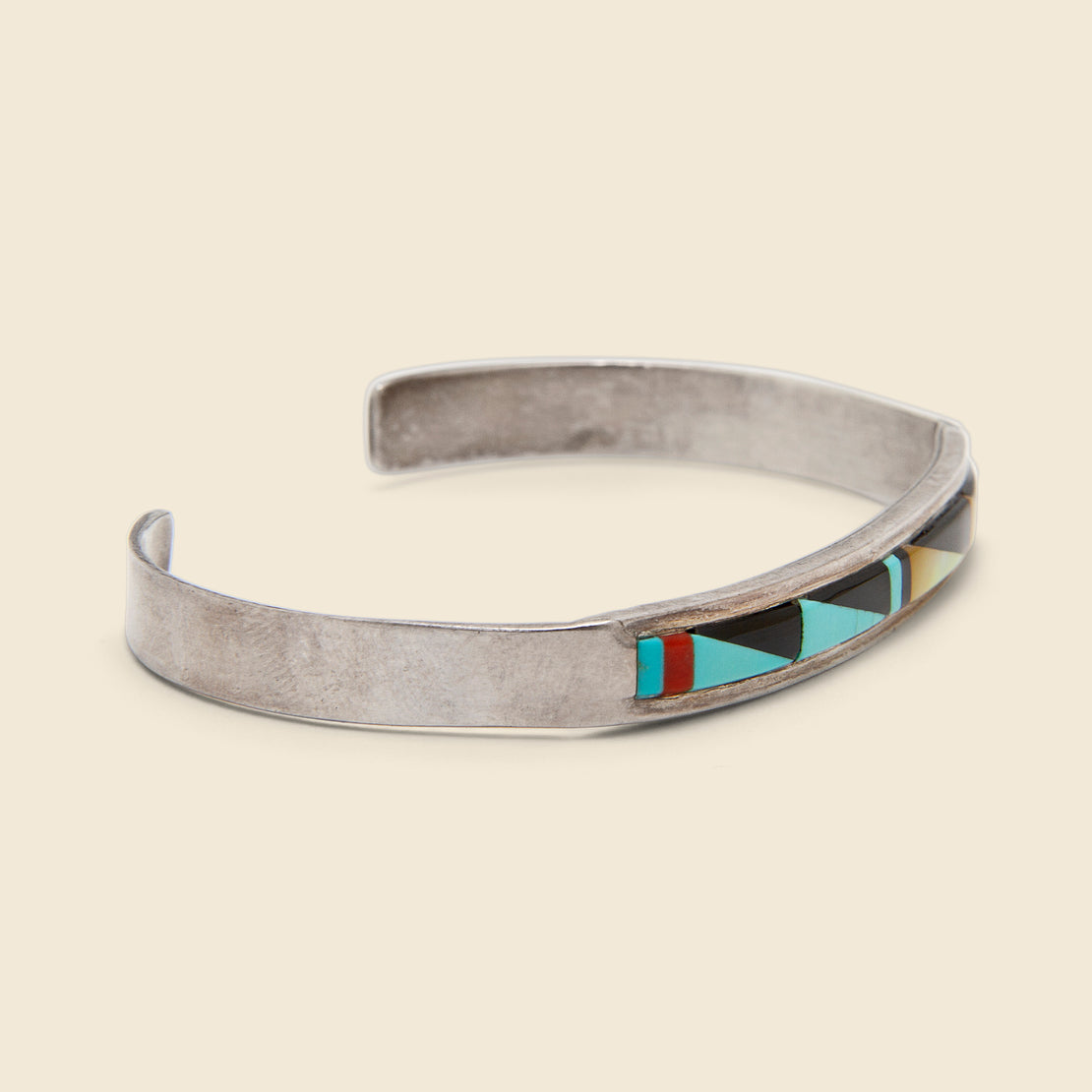 Zuni Inlay Cuff - Sterling/Turquoise/Onyx/Mother of Pearl - Vintage - STAG Provisions - W - One & Done - Accessories & Jewelry