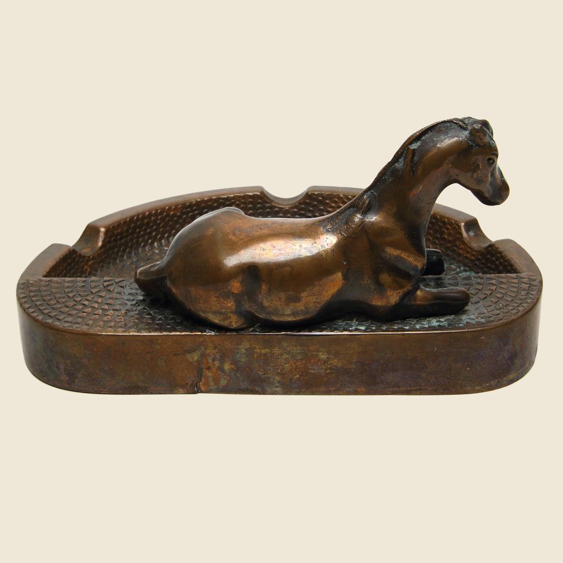 Copper Reclining Horse Ashtray