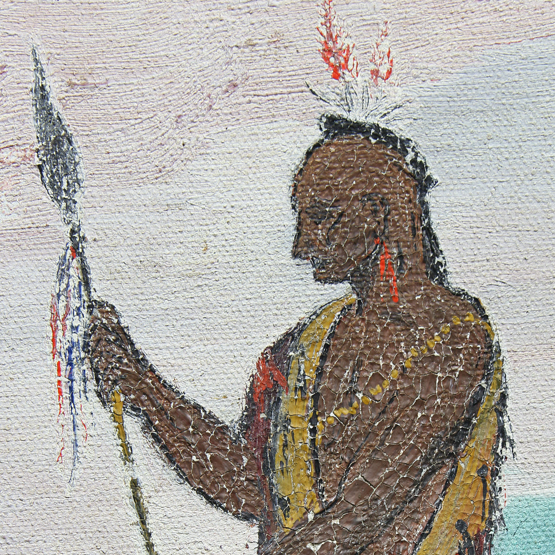 Native American Chief Oil Painting - Vintage - STAG Provisions - One & Done - Art