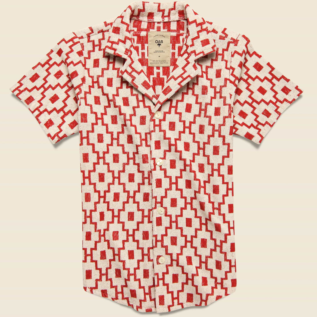 White Machu Terry Shirt - White/Red