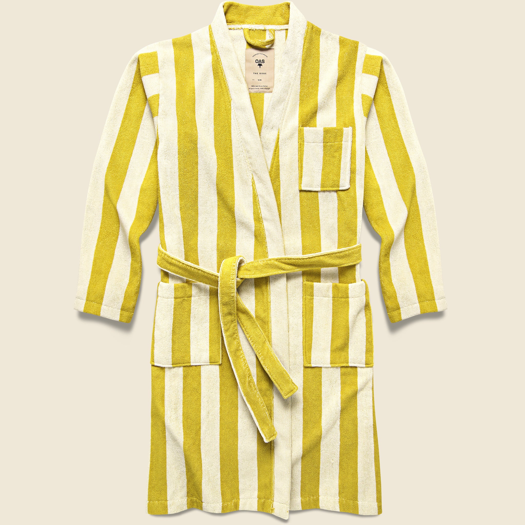 Mustard Yellow Robe Mustard Terry Robe - Yellow/Cream Stripe – STAG Provisions