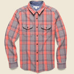 Blanket Shirt - Bright Coral Graph Plaid - Outerknown - STAG Provisions - Tops - L/S Woven - Plaid
