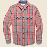 Blanket Shirt - Bright Coral Graph Plaid - Outerknown - STAG Provisions - Tops - L/S Woven - Plaid