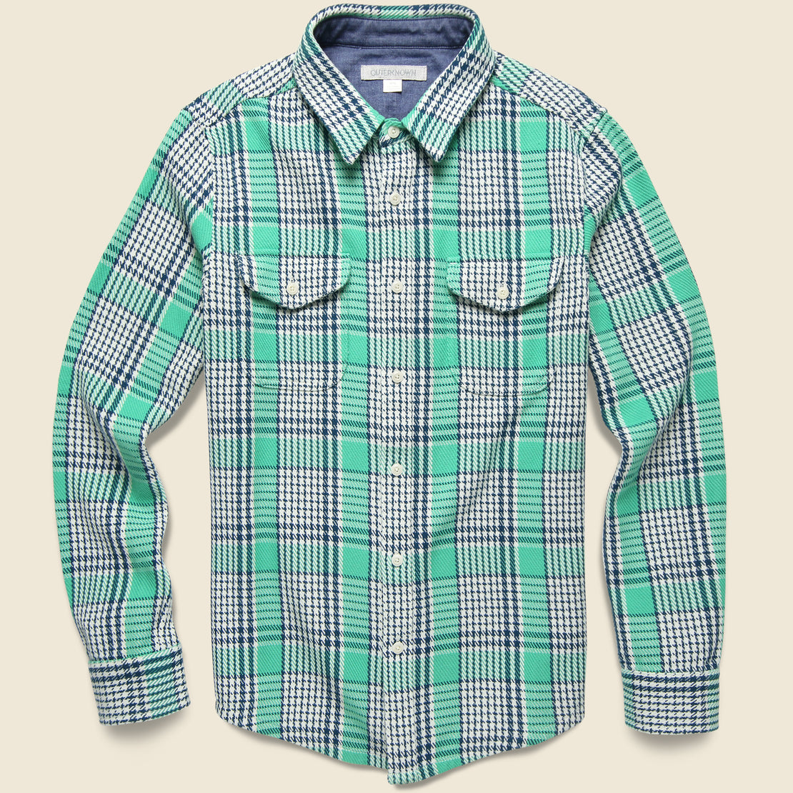 Outerknown Blanket Shirt - Sea Green Graph Plaid
