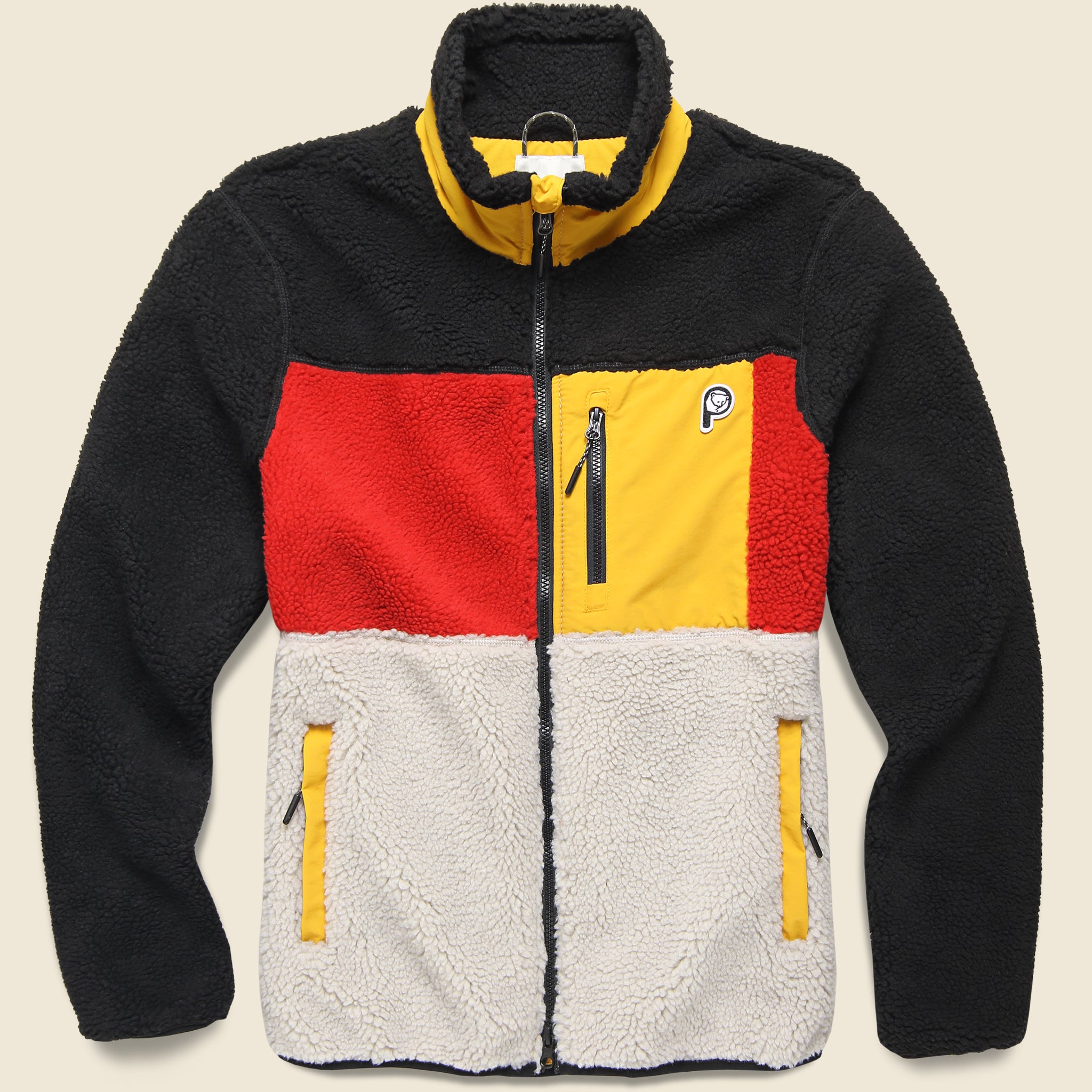 P Bear Colour Block Borg Zip Thru Jacket - Marshmallow - Penfield - STAG Provisions - Outerwear - Coat / Jacket