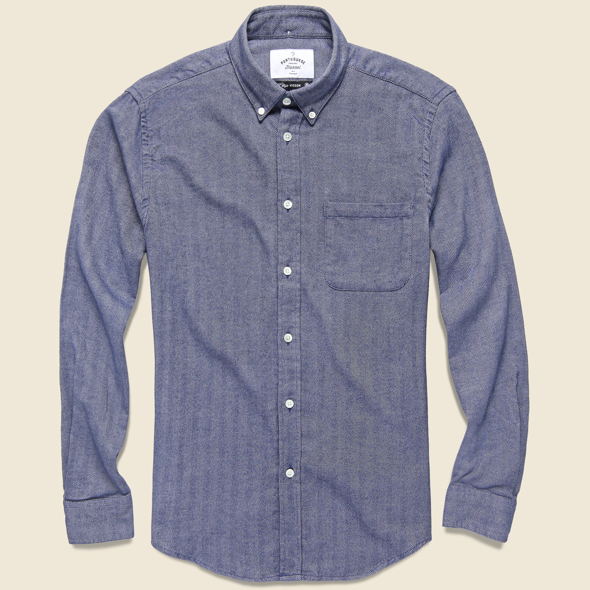 Espiga Herringbone Flannel - Blue - Portuguese Flannel - STAG Provisions - Tops - L/S Woven - Solid