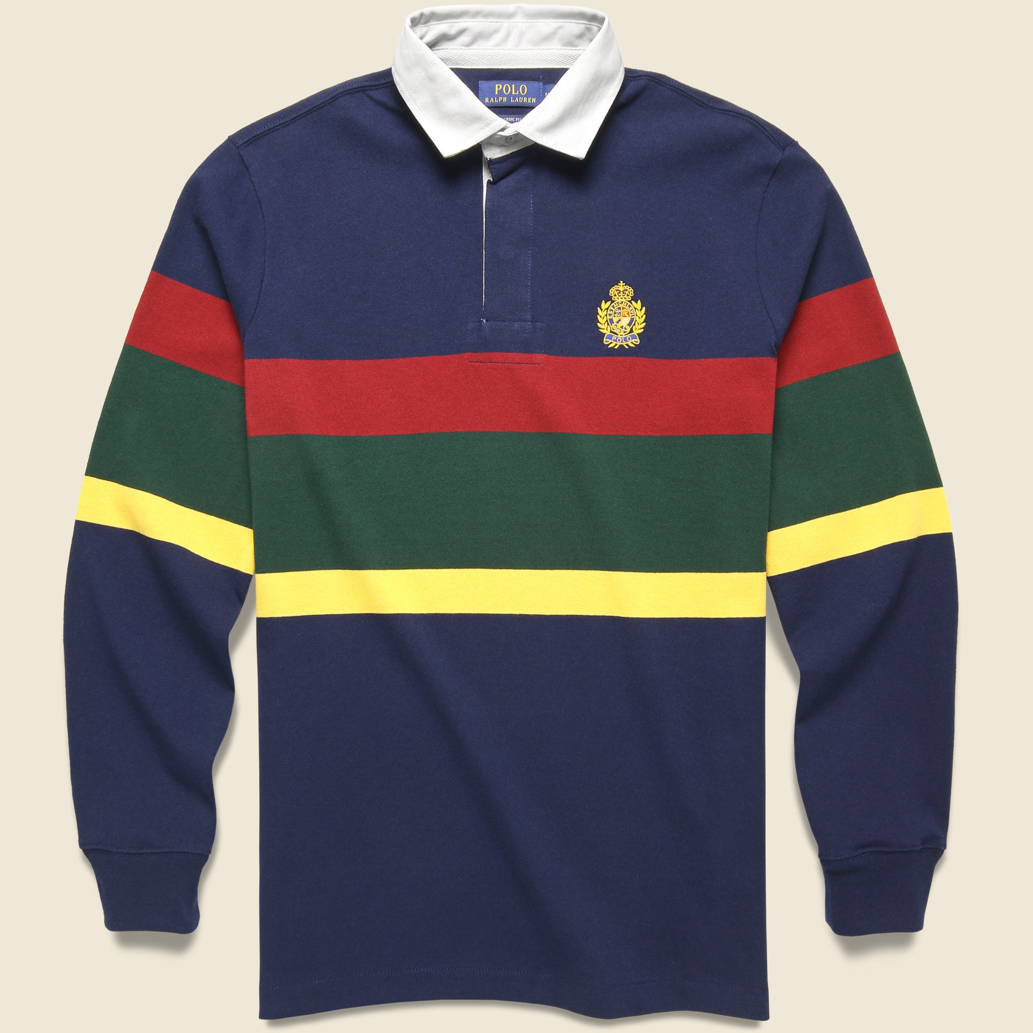 Crest Logo Rugby Polo - Cruise Navy Multi Stripe - Polo Ralph Lauren - STAG Provisions - Tops - L/S Knit