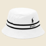 Center Stripe Bucket Hat - White/Navy - Polo Ralph Lauren - STAG Provisions - Accessories - Hats