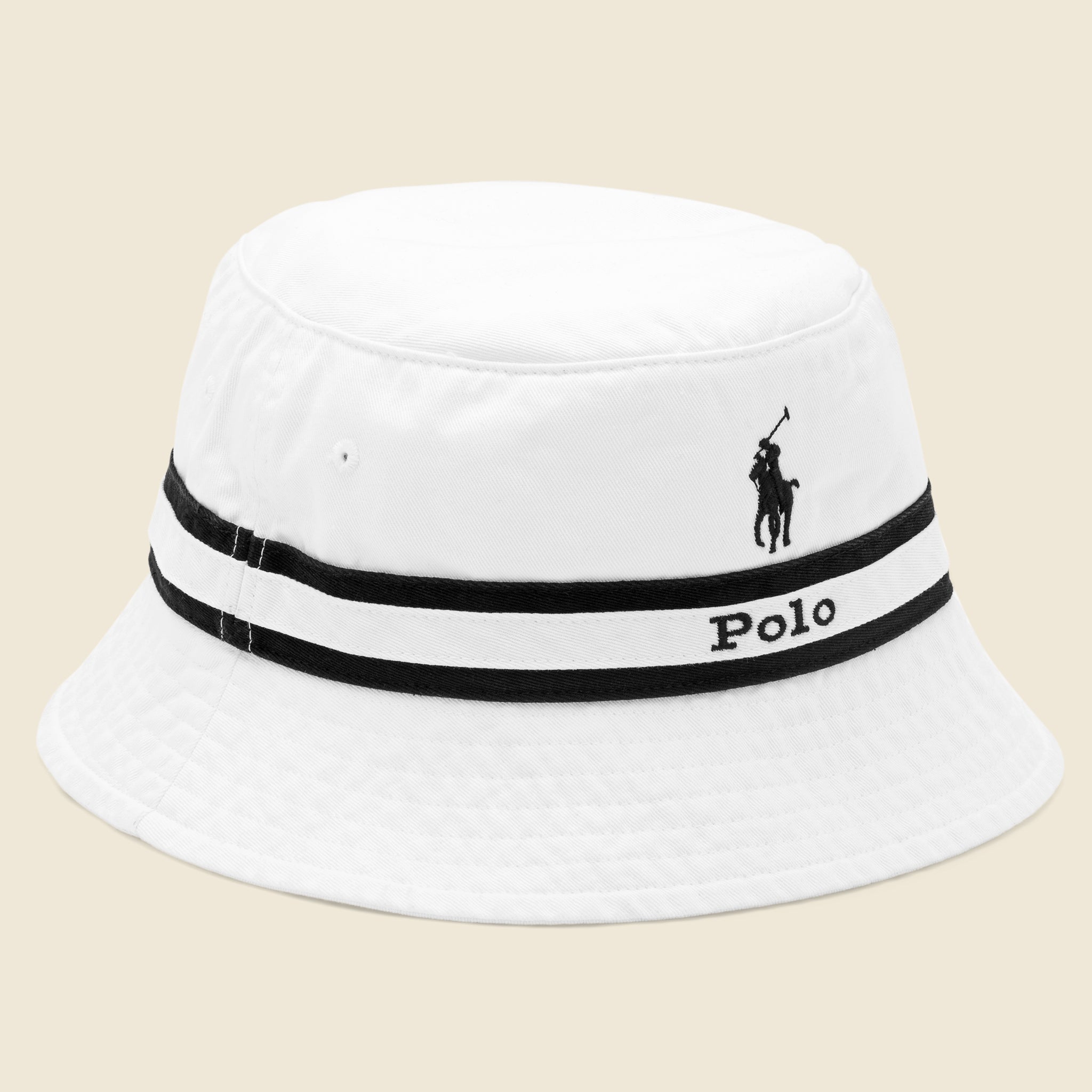 Center Stripe Bucket Hat - White/Navy - Polo Ralph Lauren - STAG Provisions - Accessories - Hats