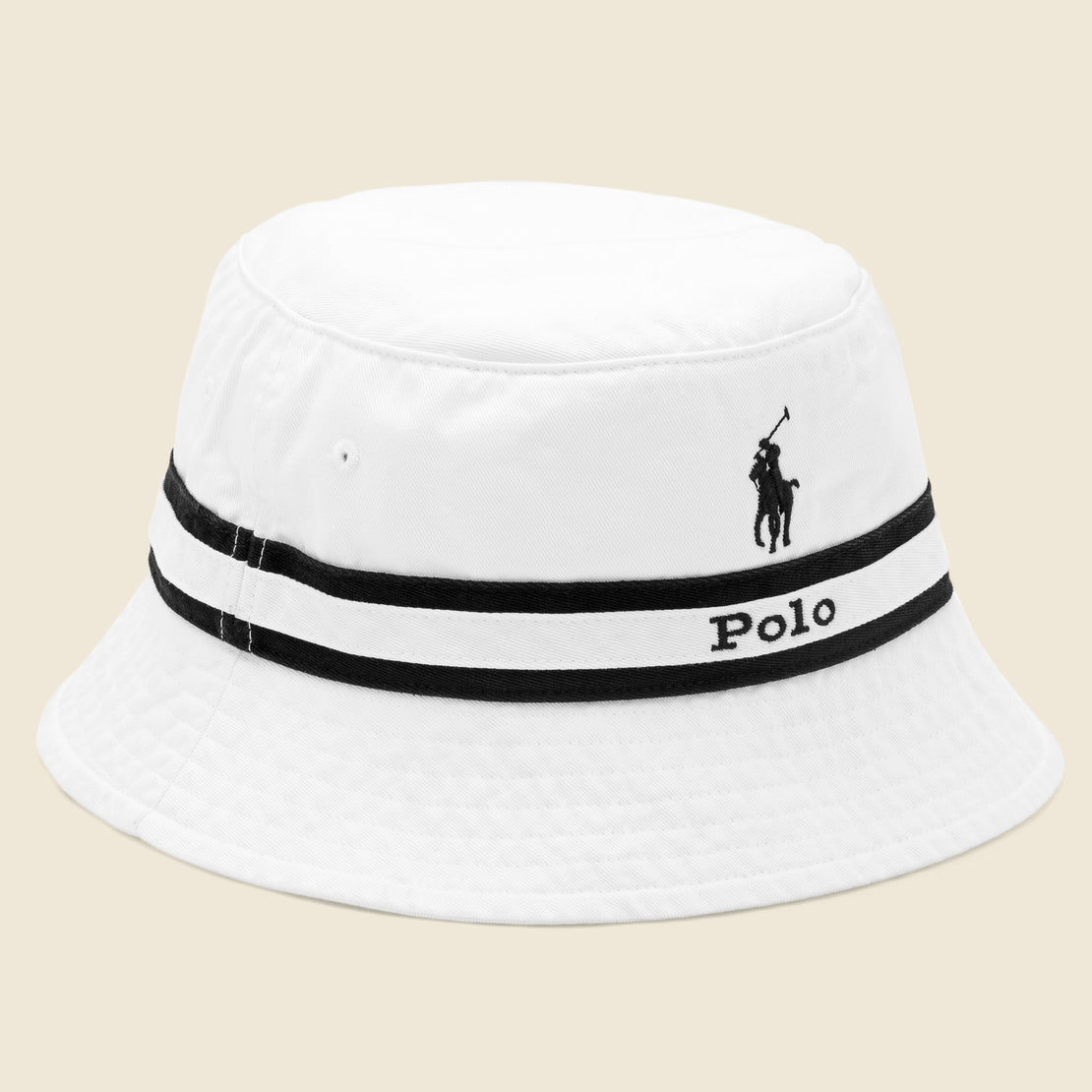 Polo Ralph Lauren Center Stripe Bucket Hat - White/Navy