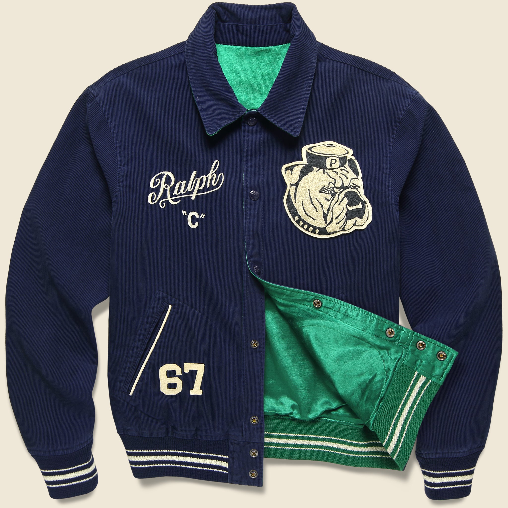 
                          Reversible Varsity Bomber Jacket - Navy/Green - Polo Ralph Lauren - STAG Provisions - Outerwear - Coat / Jacket
                        