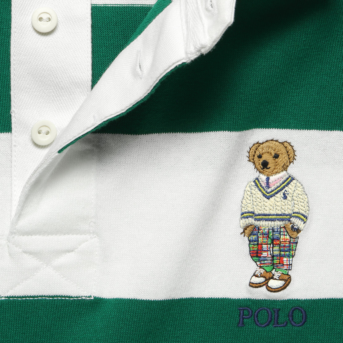 Preppy Bear Rugby Shirt - Green/White Stripe - Polo Ralph Lauren - STAG Provisions - Tops - L/S Knit