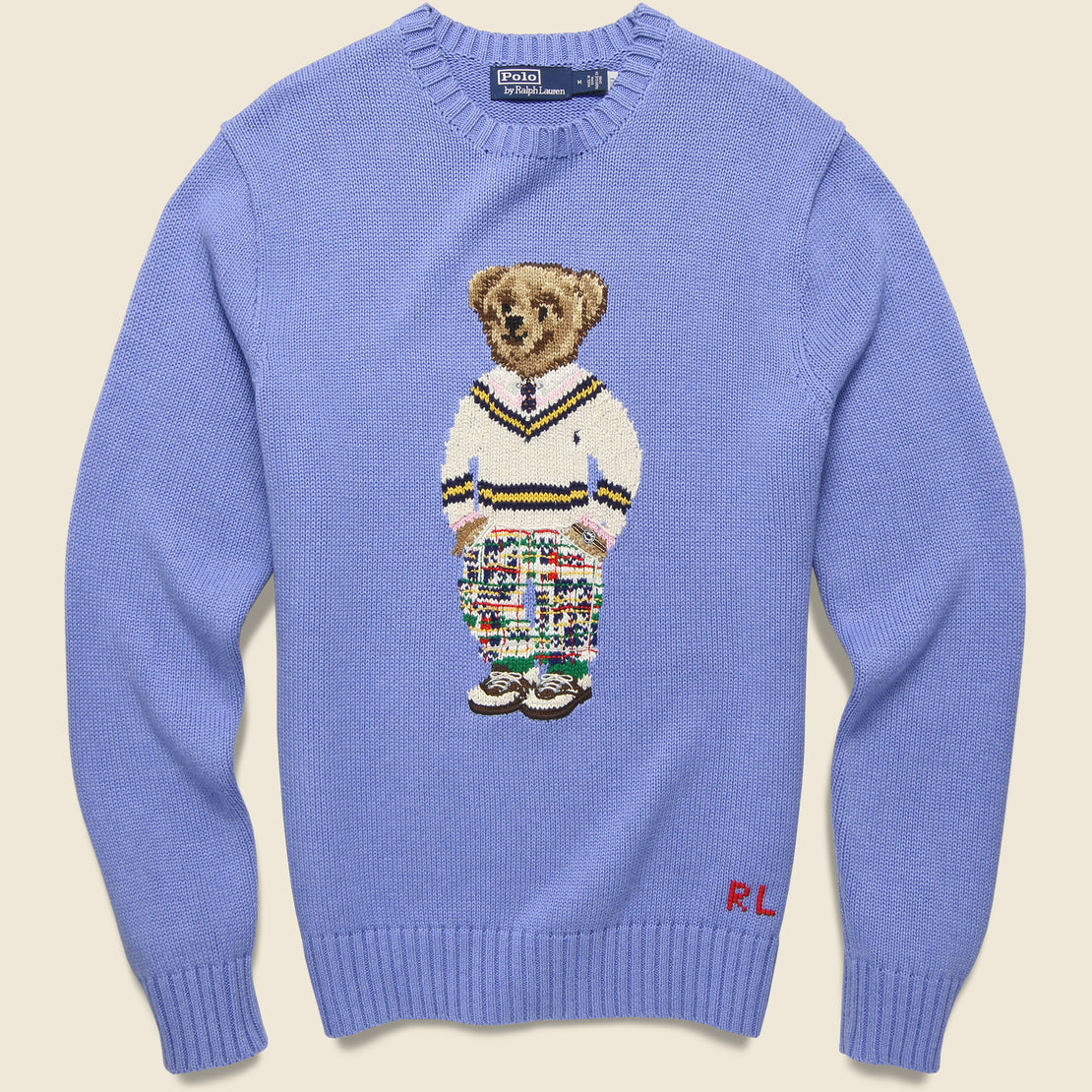 Polo Ralph Lauren Preppy Bear Crewneck Sweater - Light Blue