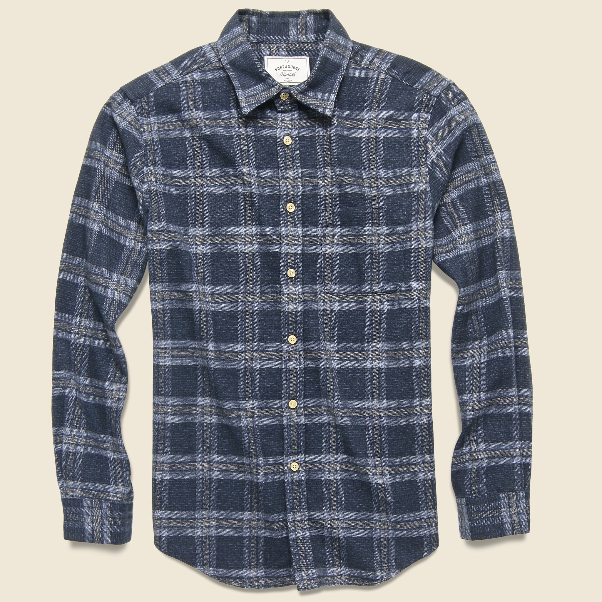 Abstract Check Flannel - Navy/Grey - Portuguese Flannel - STAG Provisions - Tops - L/S Woven - Plaid