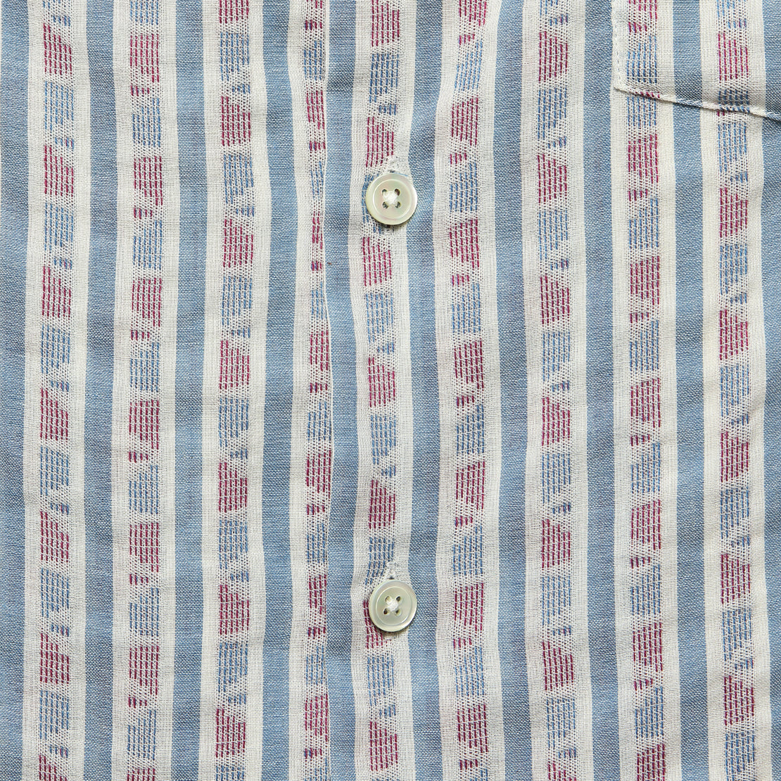 Puerto Geo Stripe Shirt - Light Blue - Portuguese Flannel - STAG Provisions - Tops - S/S Woven - Other Pattern