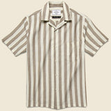 Bayonne Camp Shirt - Brown/White - Portuguese Flannel - STAG Provisions - Tops - S/S Woven - Stripe
